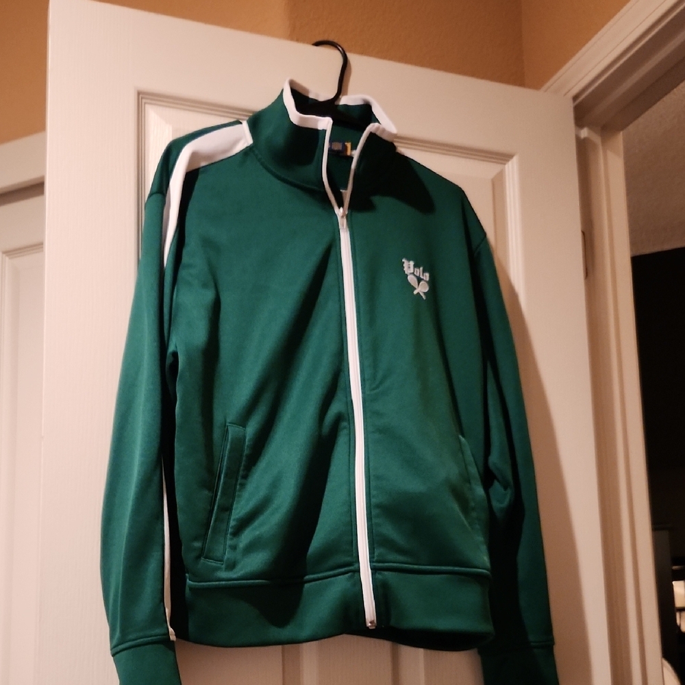 Polo by Ralph Lauren Green sweatsuit with White Trim and High Collar